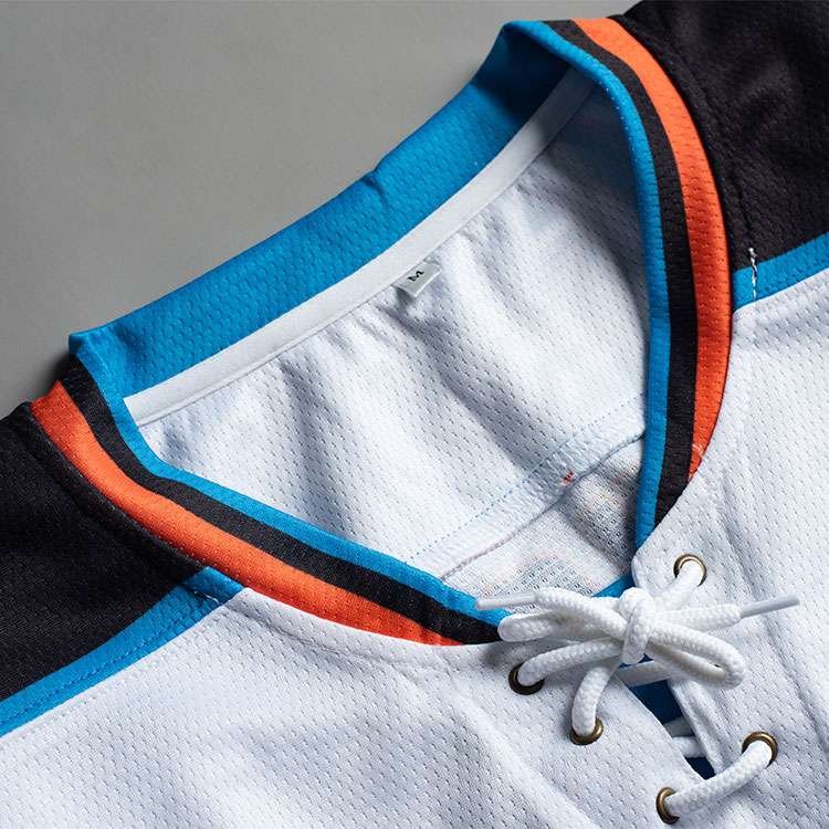 Custom With Numbers And Name Adult Sublimated Colorful Printing Laced Up V Neck Long Sleeve Ice Hockey Jersey Shirts