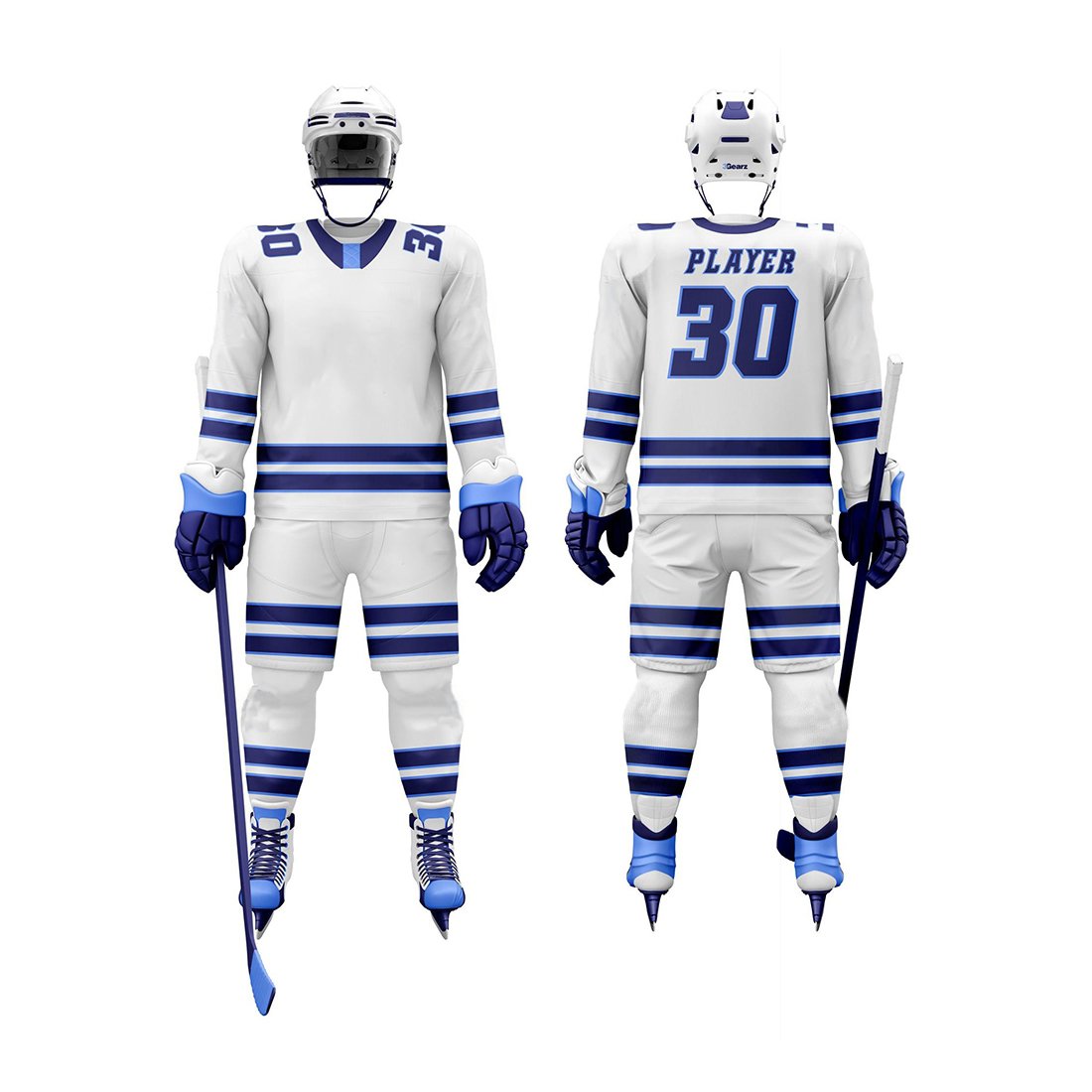 Wholesale Sublimation Team Name Logo High Quality Ice Hockey Uniform Breathable Hockey Jersey Sets