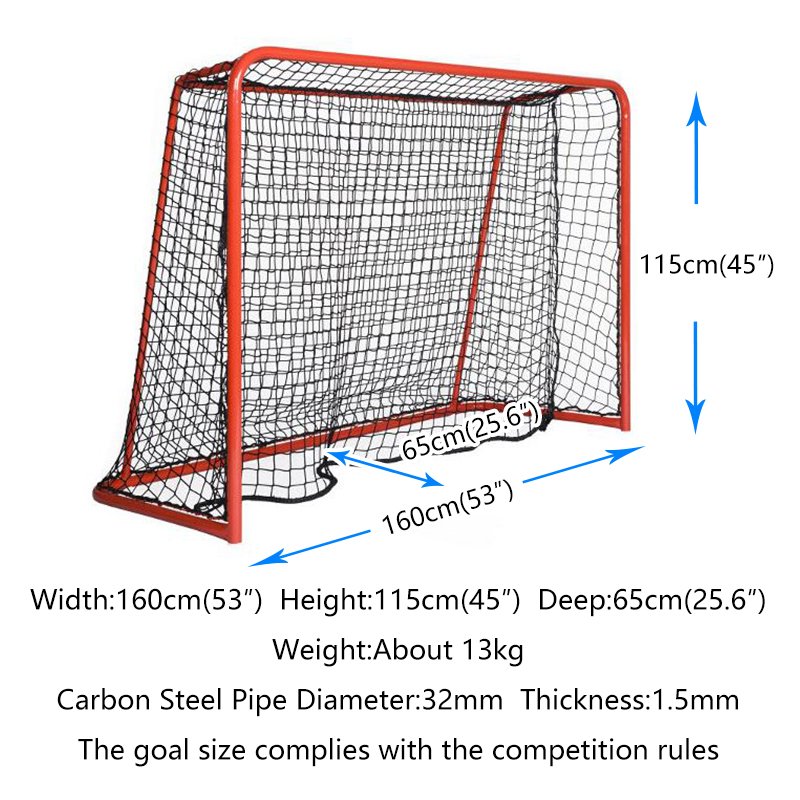 Floorball Goal for Outdoor Sports, Alloy Steel with Nylon Net, Lightweight & Portable, Easy Assembly with Sleeve Netting