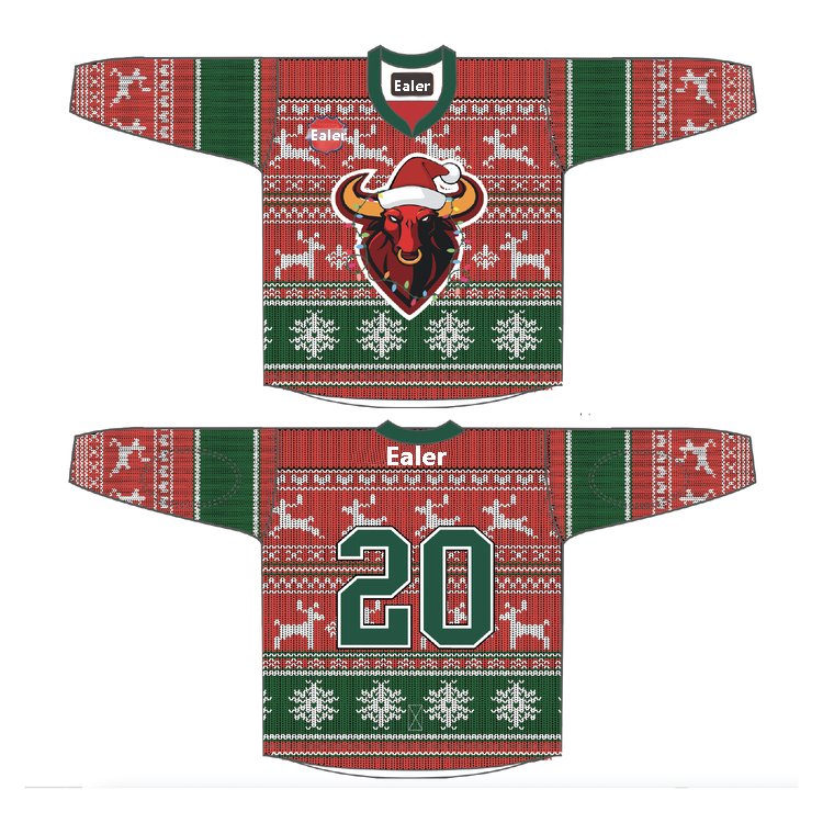 Custom Christmas embroidery and sublimation reversible hockey jersey custom logo jersey hockey