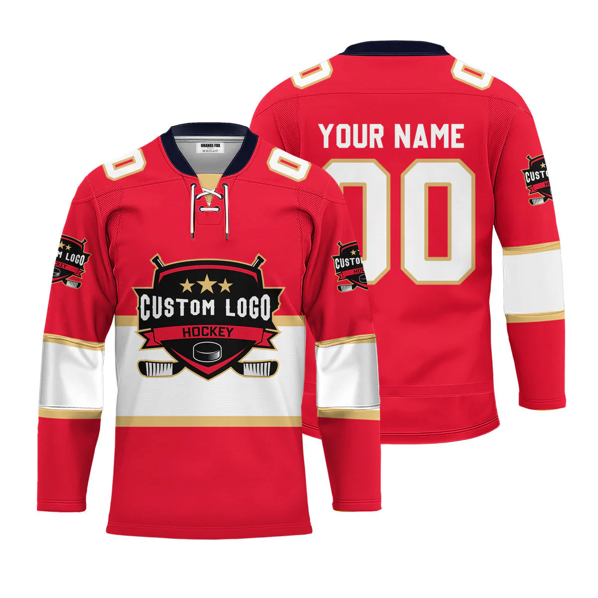 High quality custom mesh cropped hockey jersey with strings red sublimated logo youth team ice hockey jersey