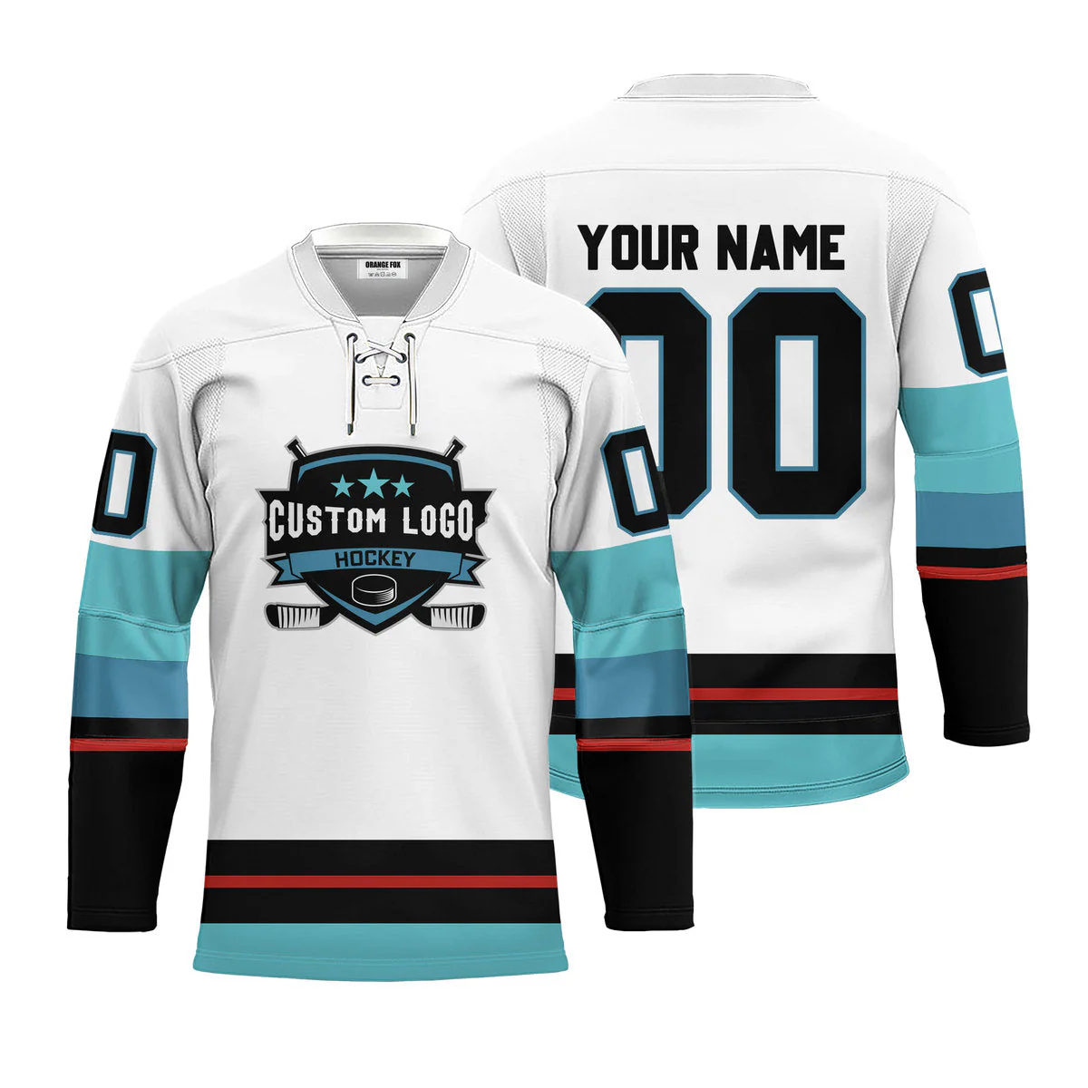 High quality custom mesh cropped hockey jersey with strings red sublimated logo youth team ice hockey jersey