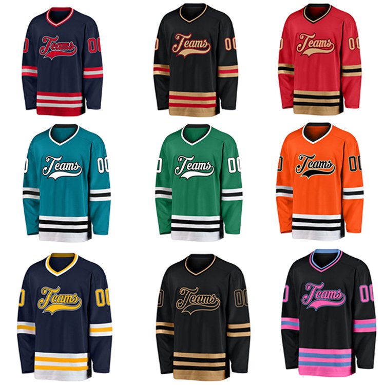 Custom Logo Number Blank Hockey Jersey 100% Polyester Sublimation Printing Graphic Youth Sports Ice Hockey Jersey