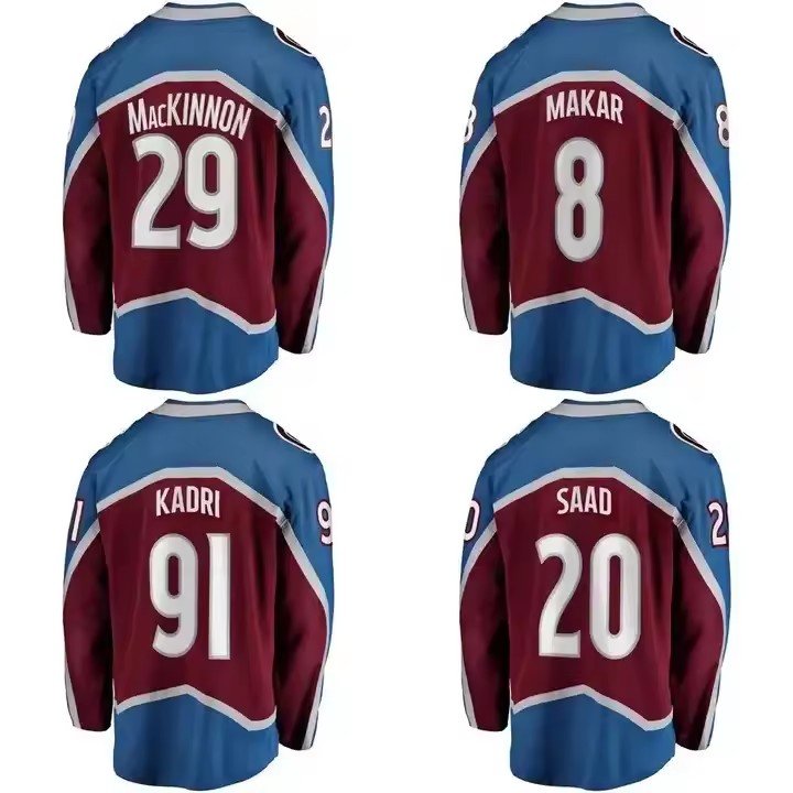 Men's Colorado 29 Nathan MacKinnon 8 Cale Makar 92 Gabriel Landeskog 96 Mikko Rantanen Sports Stitched Ice Hockey Jersey