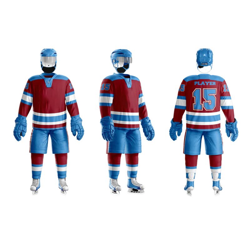 Hot selling sublimated hockey wear cheap youth hockey shells and socks team ice hockey jersey set custom