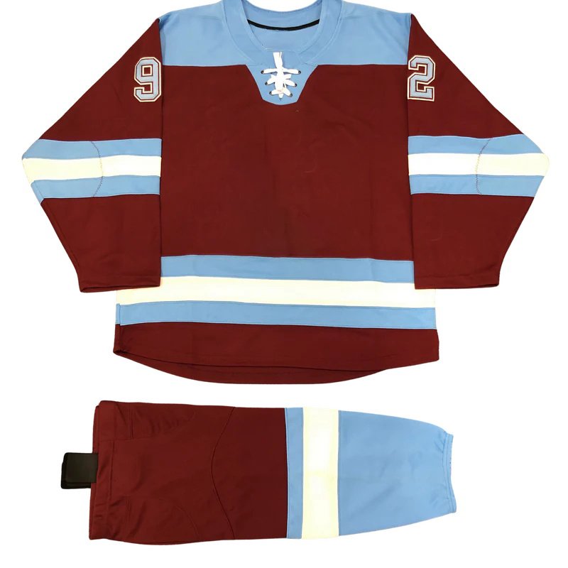 Hot selling sublimated hockey wear cheap youth hockey shells and socks team ice hockey jersey set custom