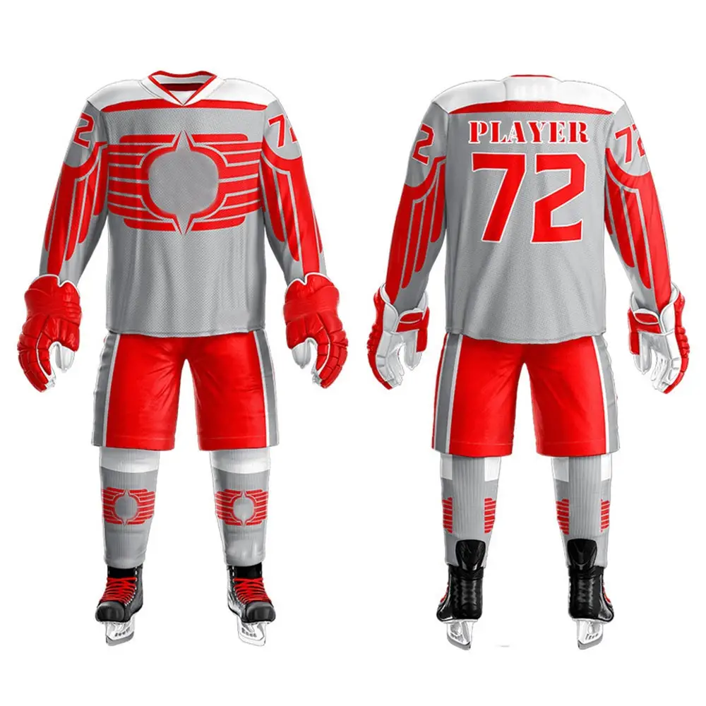 Custom Sportswear Hockey Fashion Team Wear Sports Uniform Polyester Ice Hockey Uniform High Quality Hockey Uniform