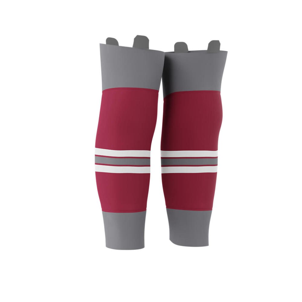 Wholesale Ice Hockey Socks Full Sublimation Custom Print Socks Men Sports Sock - Grey & Red