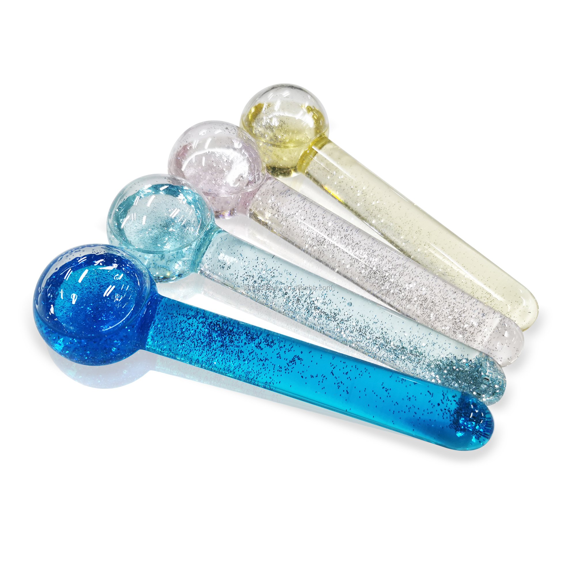 Colorful Gel Shinning Glitters Mini Cold Roller Balls Water Wave Hockey Eyes Facial Massage Ice Globes For Plastic Surgery