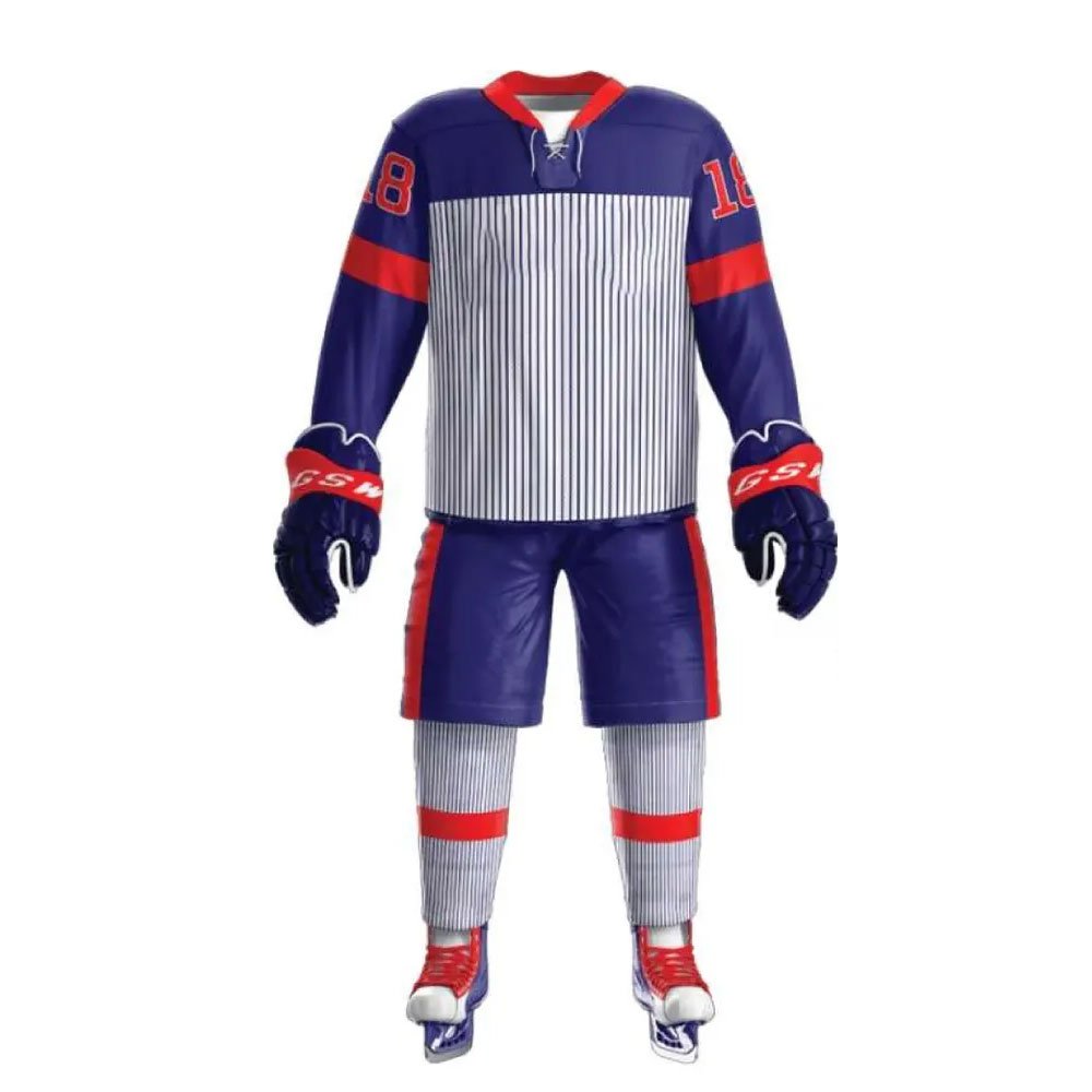 Plus Size Ice Hockey Uniform With Digital Sublimation Full Sleeve Shirts & Shorts For Sale