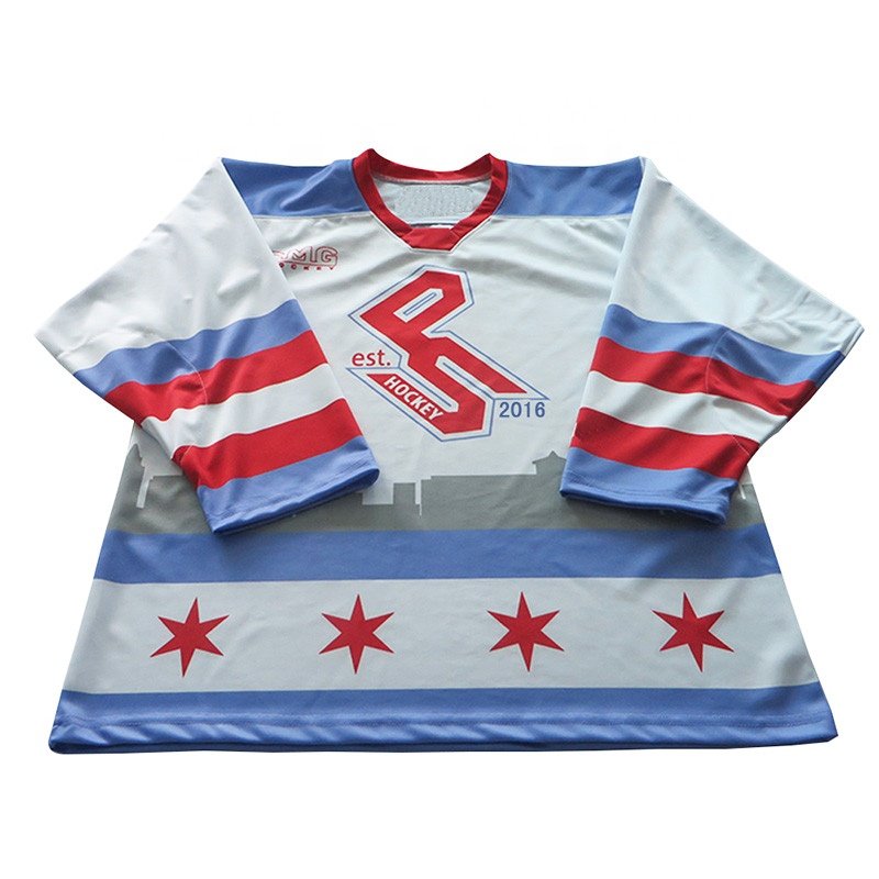 Custom Pro Women's Camo & Blue Reversible Sublimation Ice Hockey Jersey No Minimum