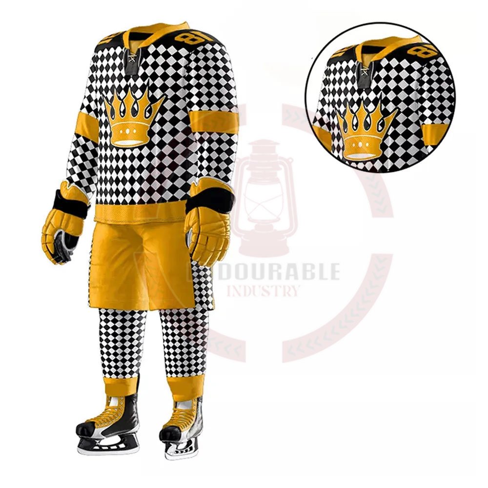 Customized Youth Ice Hockey Jersey Polyester Sublimated Printing OEM Team Name Blank Pattern Uniform Style Shorts for Adults