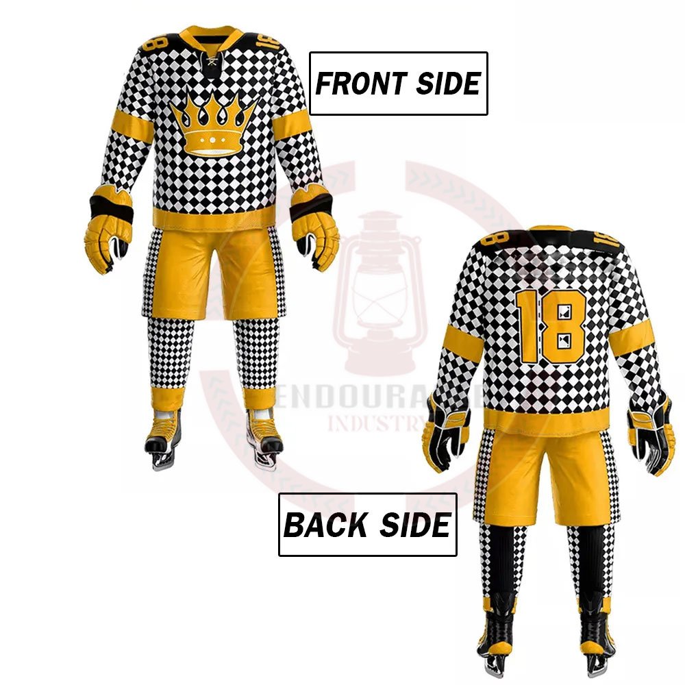 Customized Youth Ice Hockey Jersey Polyester Sublimated Printing OEM Team Name Blank Pattern Uniform Style Shorts for Adults