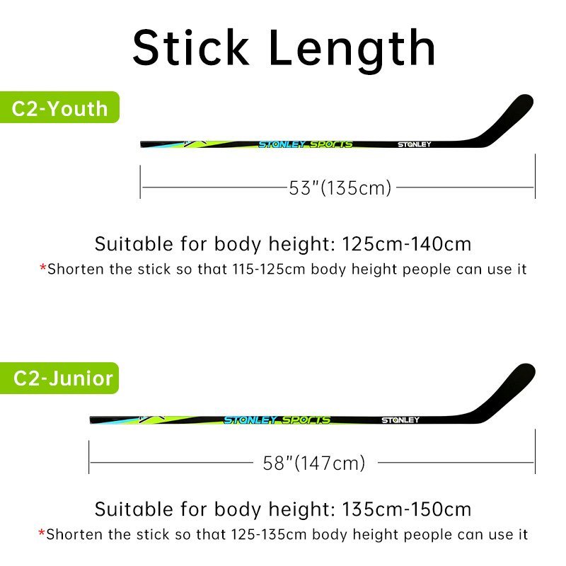 58'' Junior ice hockey sticks for ice hockey field hockey or street hockey Carbon fiber composite FLEX40 Junior Hockey Stick