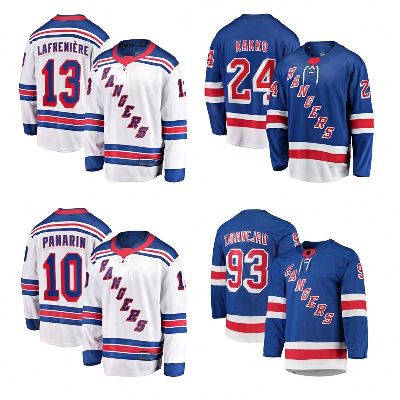 custom Stitched New york ranger 10#Panarin 20# Kreider 23# 24#Kakko 13# Lafreniere 93#Zibanejad 42#17#8# Ice HockeyJersey