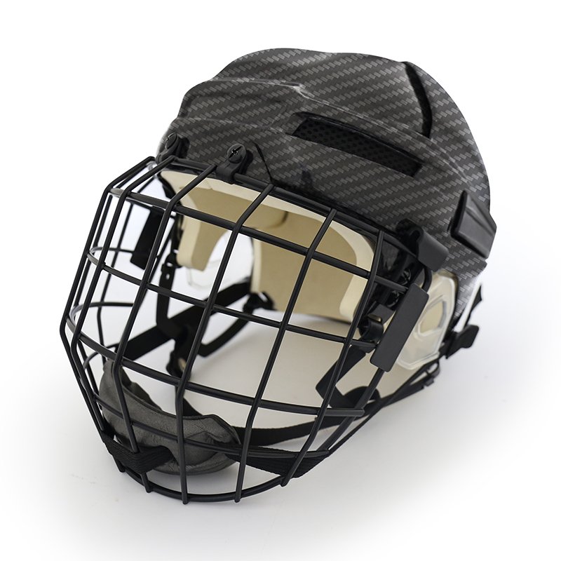 Manufacturing Carbon Fiber Hockey player helmet Customized ice hockey helmets With A3 Steel Cage Ice Hockey Helmet
