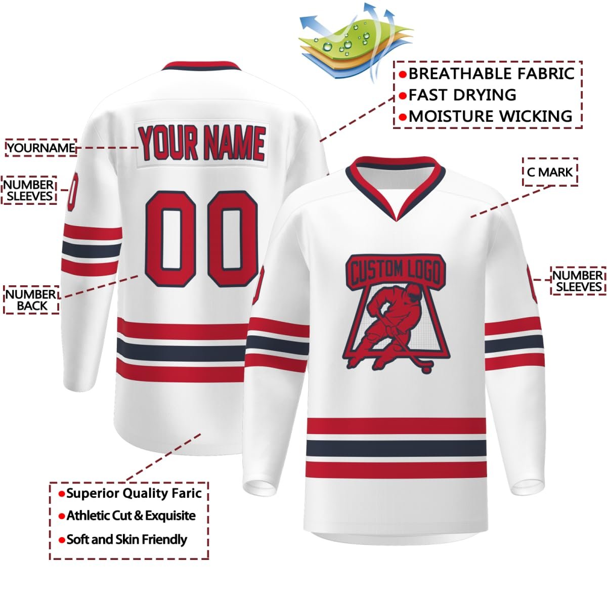 OEM Team Ice Hockey Uniform Personanlized Custom Printed Hockey Jersey Long Sleeves Breathable Ice Hockey Wear