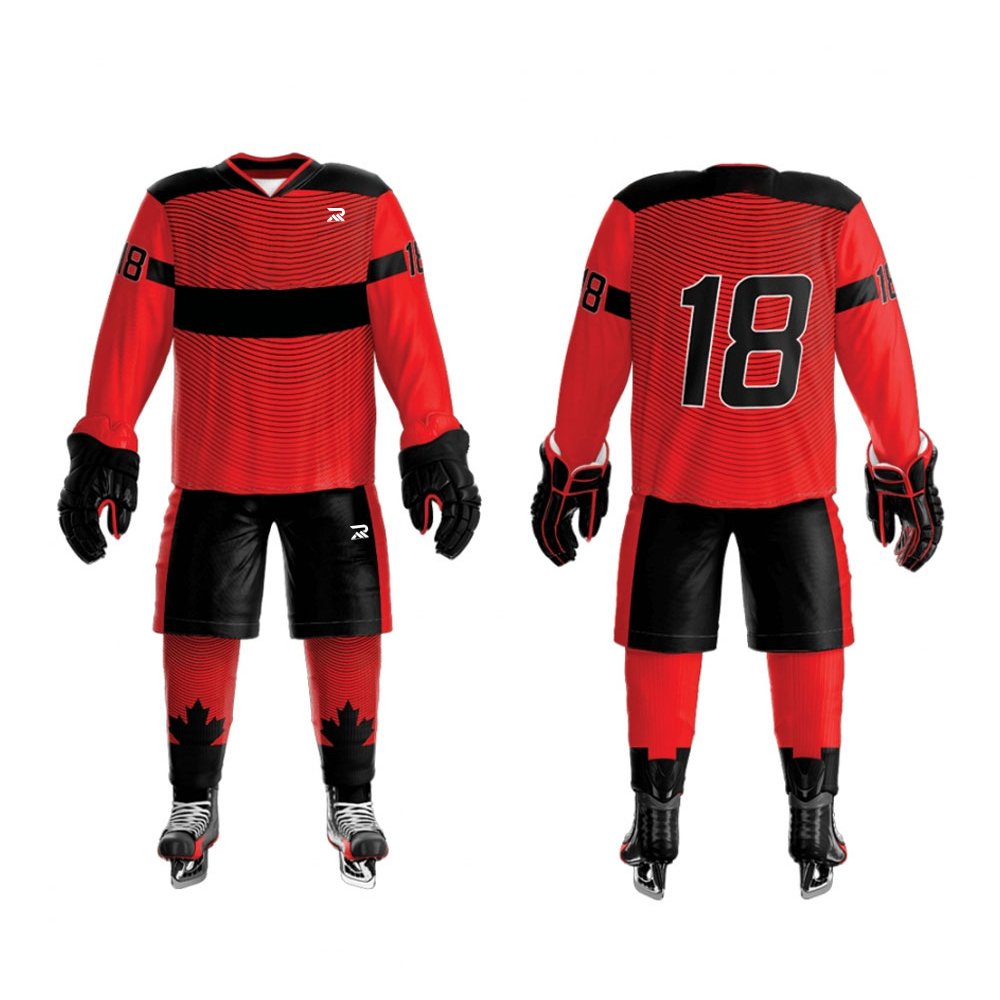 Private Label Best Selling Light Weight Ice Hockey Uniform Polyester Made Sublimation Design Ice Hockey Uniform