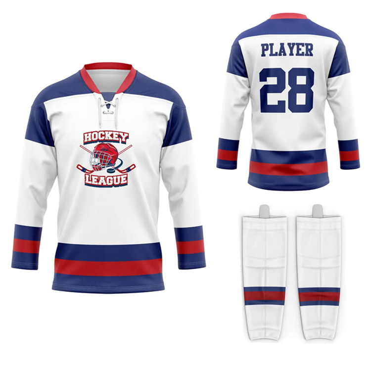 OEM factory team training uniforms kids ice hockey set custom ice hockey jersey and sock