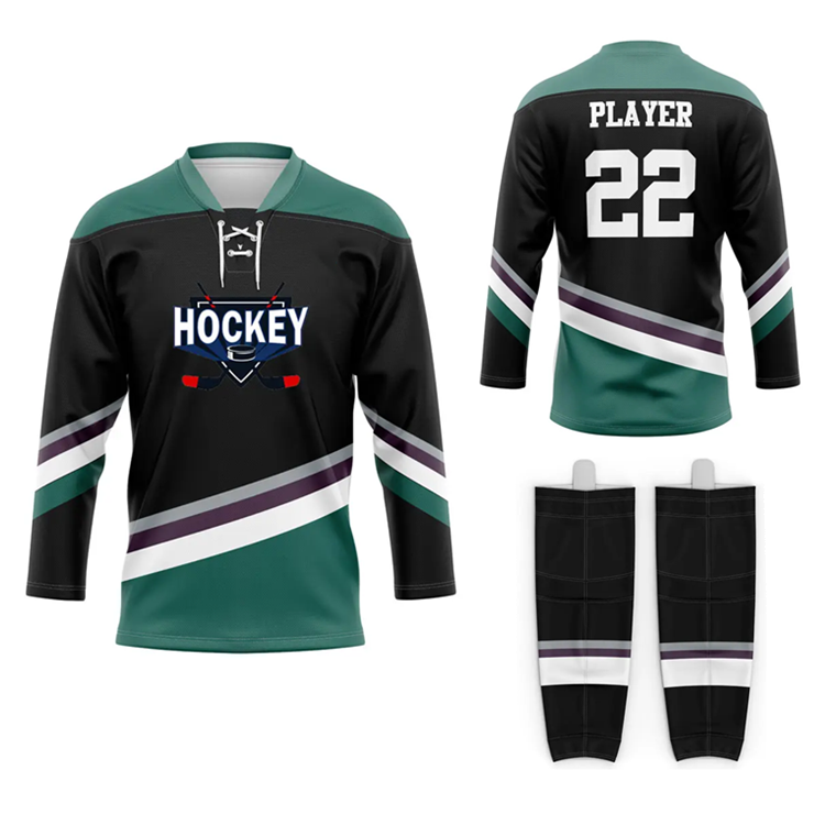 OEM factory team training uniforms kids ice hockey set custom ice hockey jersey and sock