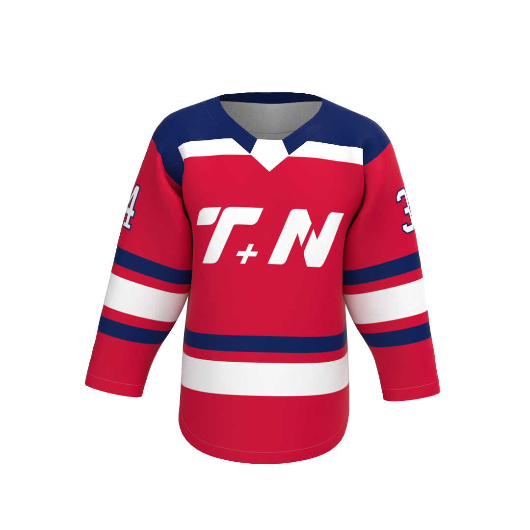 Sublimation Hockey Jerseys and Hockey Socks With Custom Twill / Embroidery patch Names