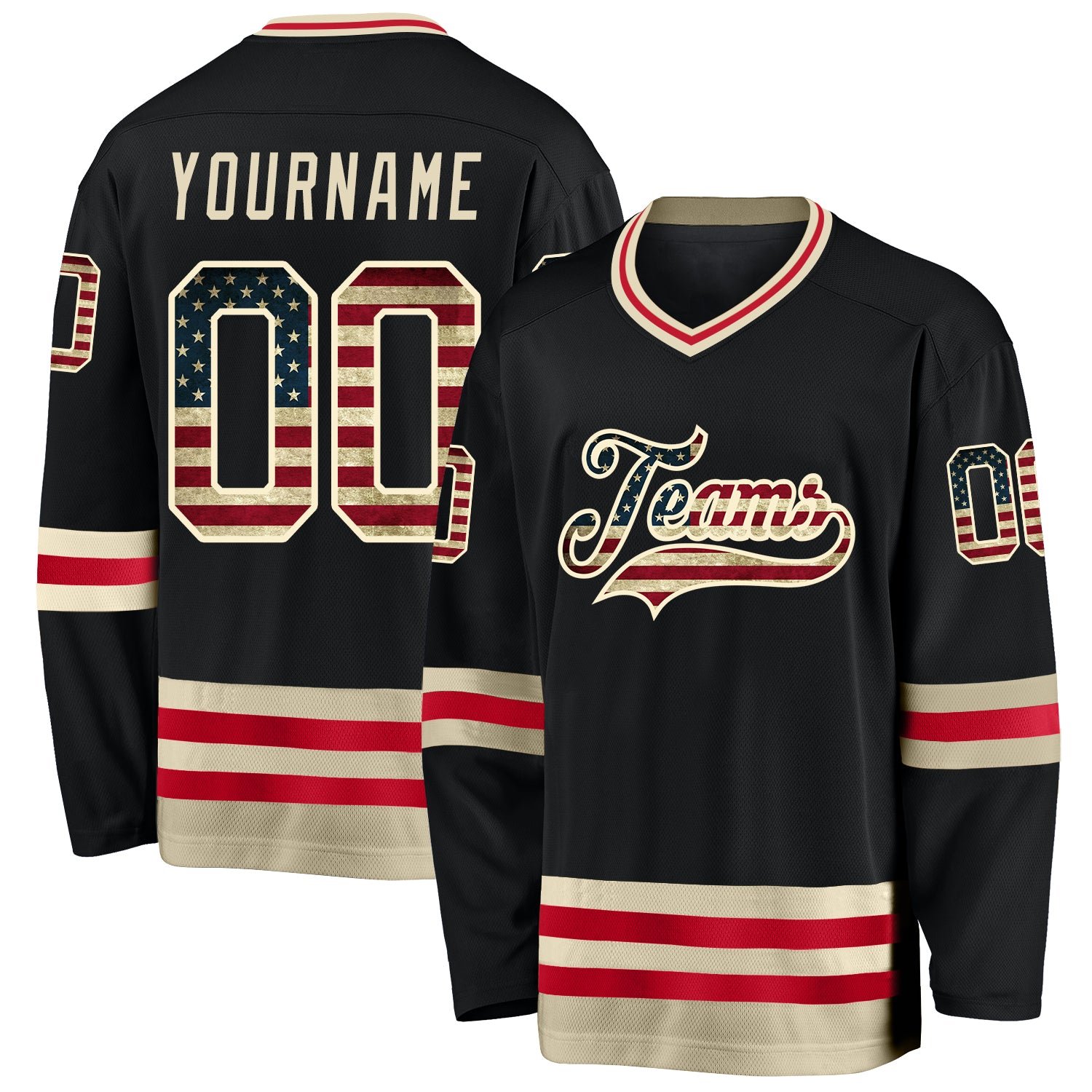 Custom hockey jersey america patriotic black vintage usa sublimation ice hockey jersey uniform