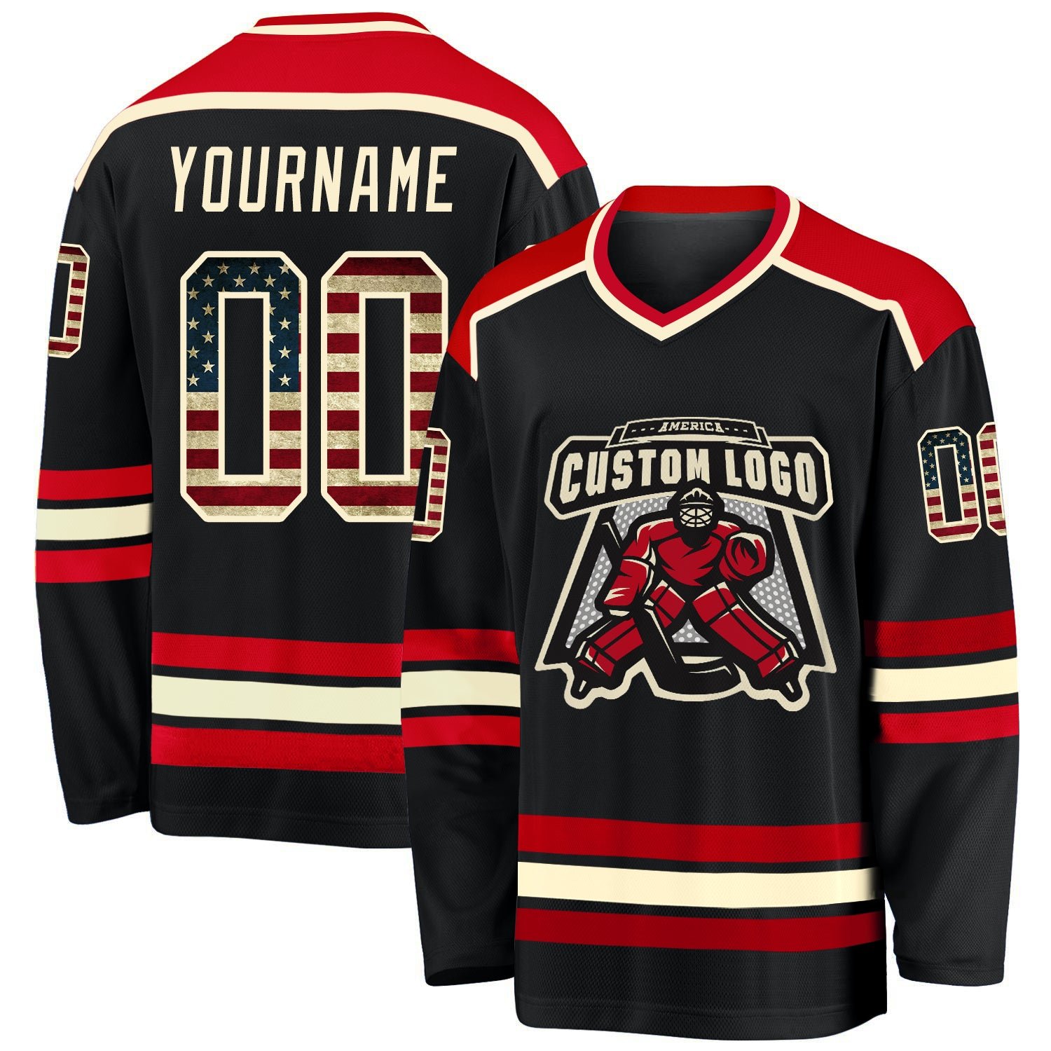 Custom hockey jersey america patriotic black vintage usa sublimation ice hockey jersey uniform