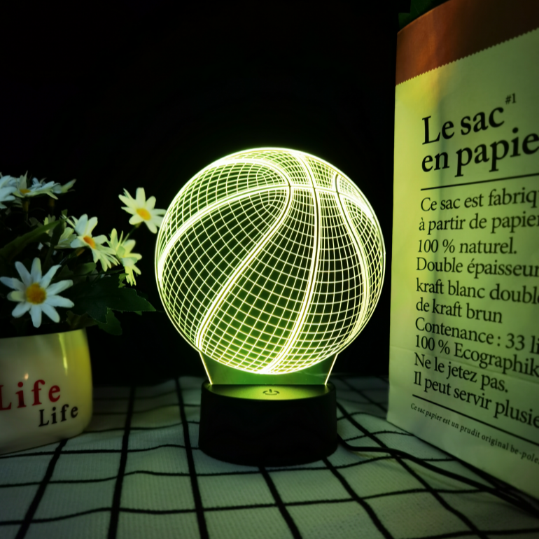 Sporting goods Decorating Gifts Cool Ice hockey/soccer 3d acrylic Led nightlights 7 Color Changing holiday Christmas gifts