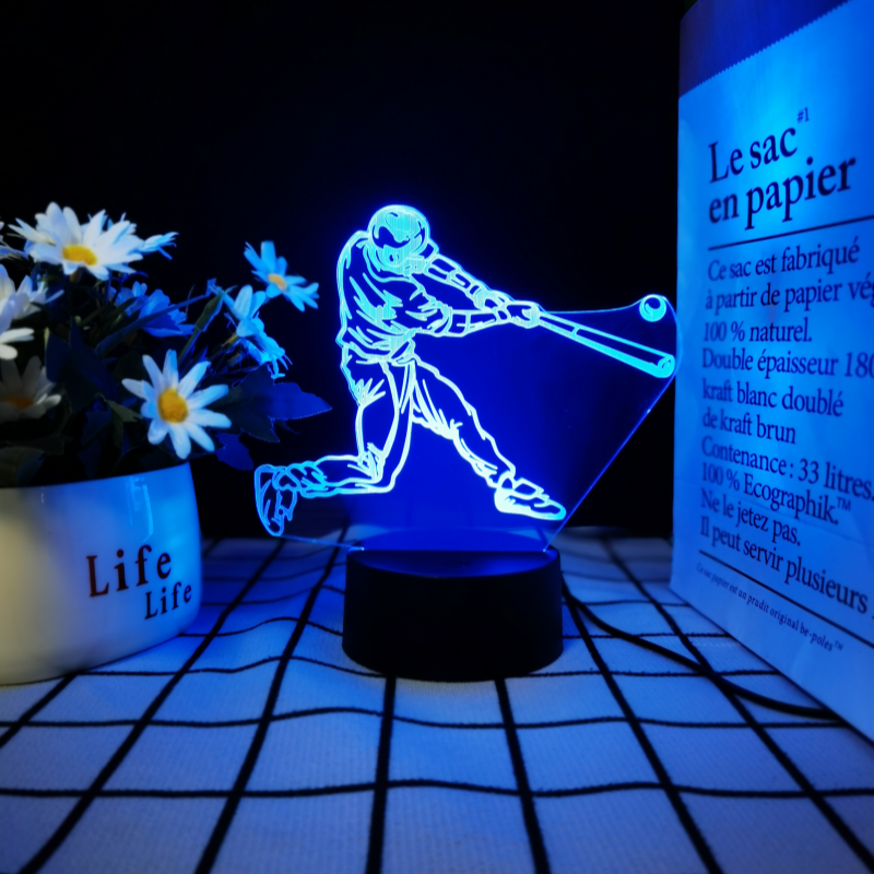 Sporting goods Decorating Gifts Cool Ice hockey/soccer 3d acrylic Led nightlights 7 Color Changing holiday Christmas gifts