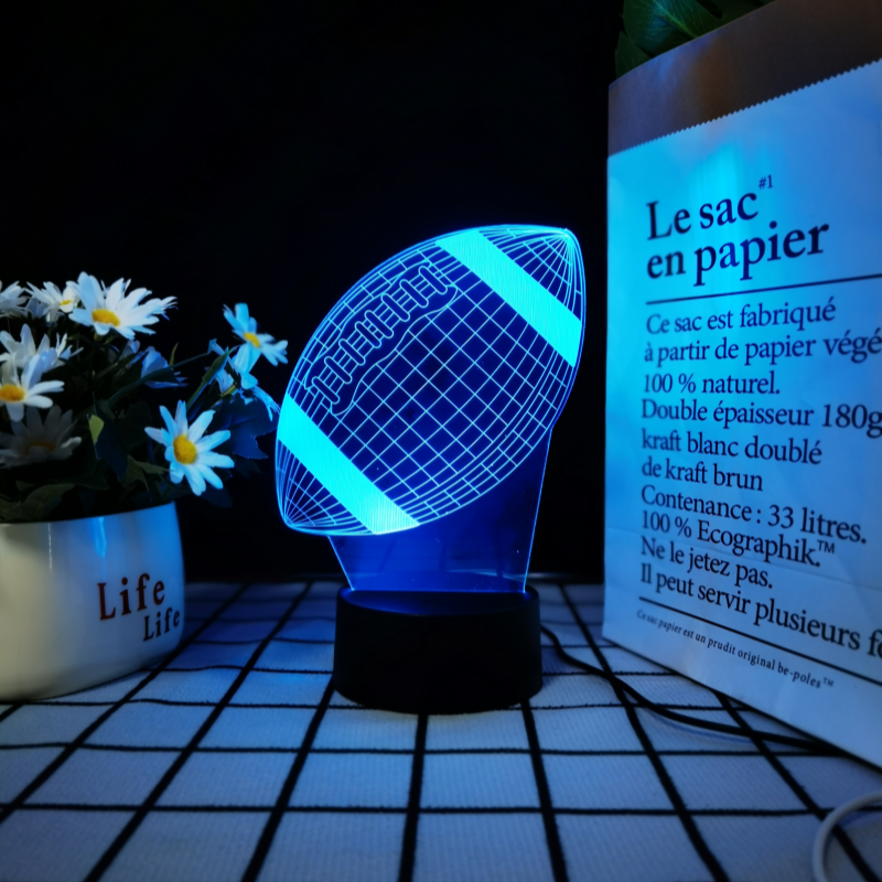 Sporting goods Decorating Gifts Cool Ice hockey/soccer 3d acrylic Led nightlights 7 Color Changing holiday Christmas gifts