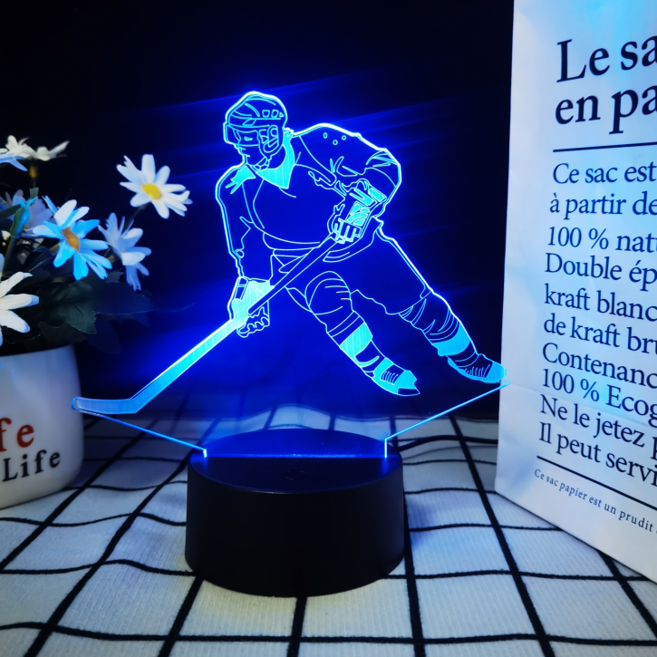 Sporting goods Decorating Gifts Cool Ice hockey/soccer 3d acrylic Led nightlights 7 Color Changing holiday Christmas gifts