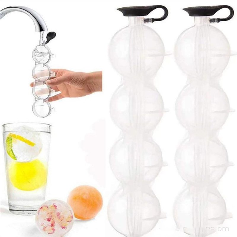 6.5 DIY Food Grade Four Hole Transparent Model Silicone Ice Box Mold Round Plastic Whiskey Ice Ball Mold