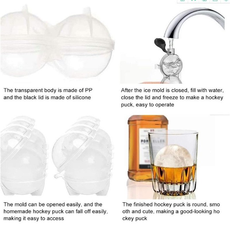 6.5 DIY Food Grade Four Hole Transparent Model Silicone Ice Box Mold Round Plastic Whiskey Ice Ball Mold