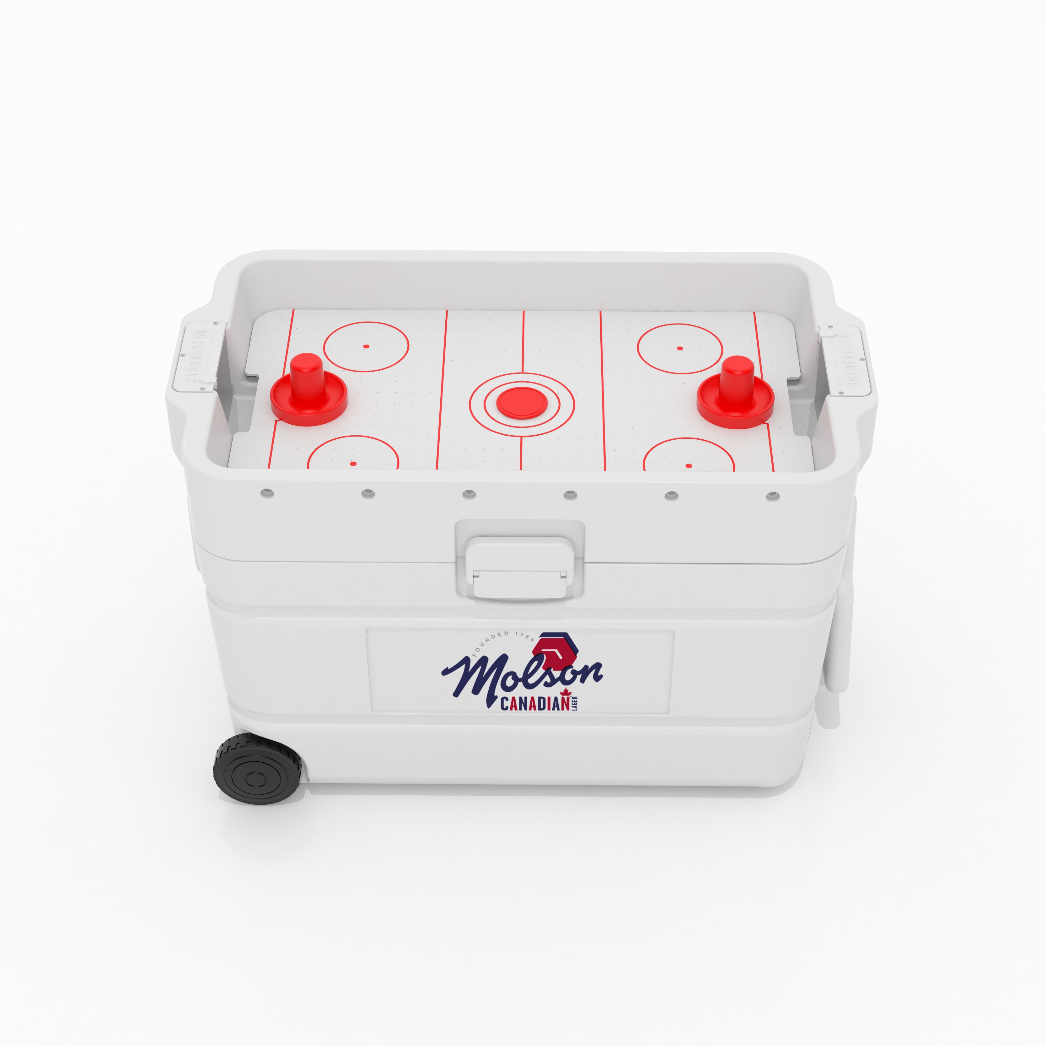 Air Hockey Game Table Cooler Box With Mini Ice Hockey Game On Top