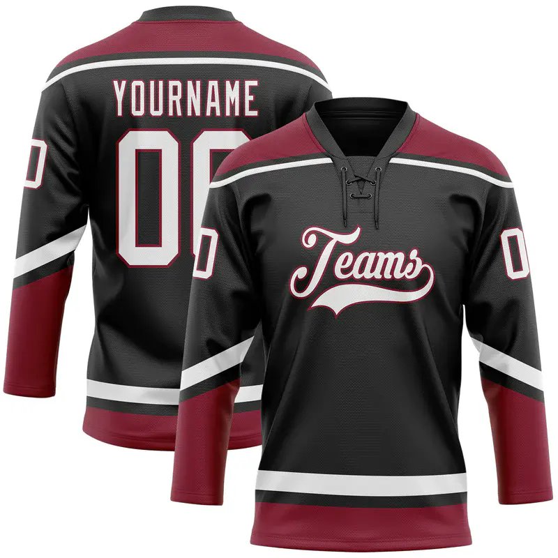 wholesale custom team logo sublimated hockey uniform 100% polyester quick dry sports jersey ice hockey jerseys with lace