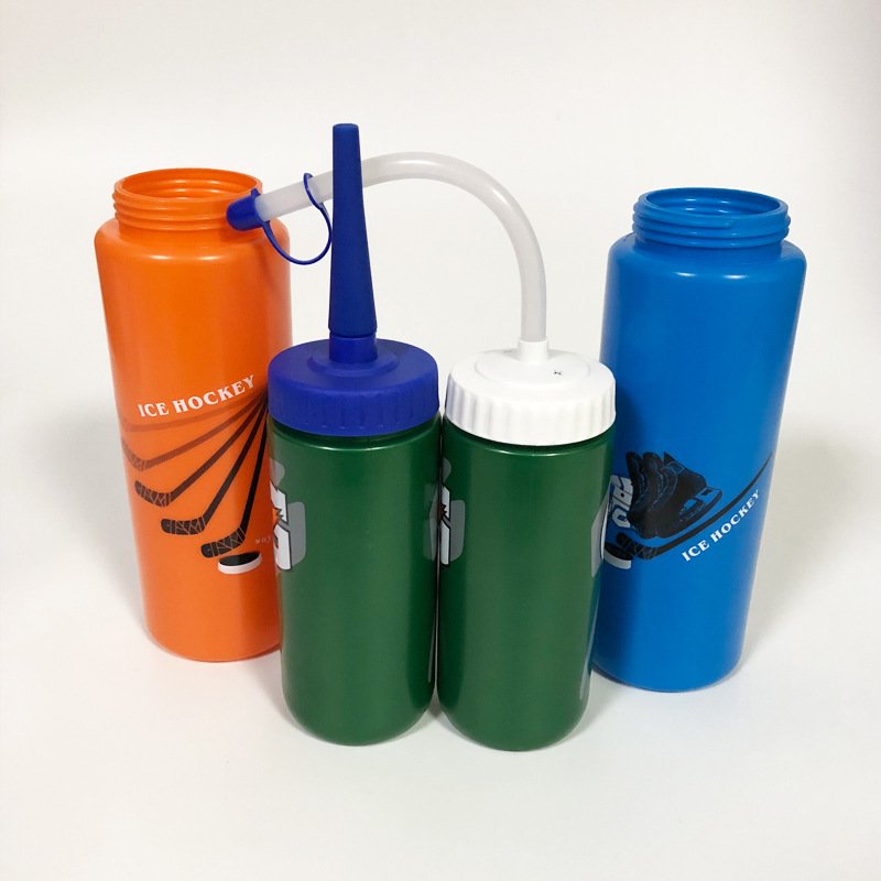 PBA free Custom Logo Sports Squeeze Plastic Water Bottles 1000 ml Plastic Hockey Water Bottle with Long Straw Wholesale