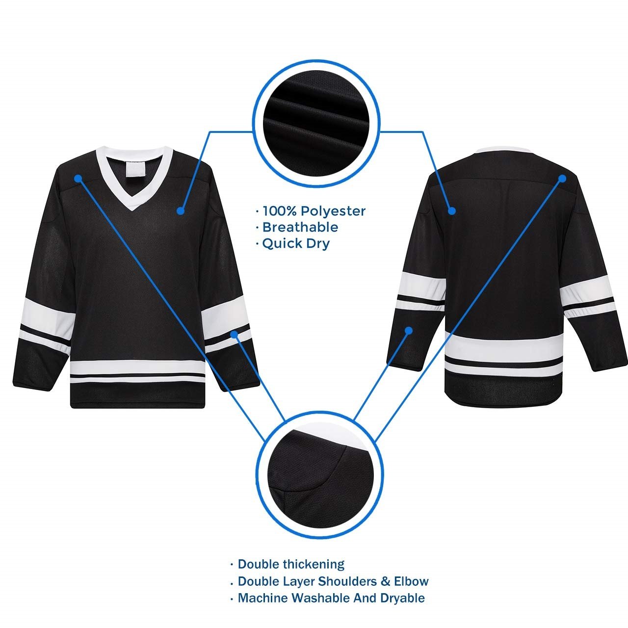 OEM Fashion Black And White Sublimation Ice Hockey Jersey Breathable Pro Ice Hockey Uniform