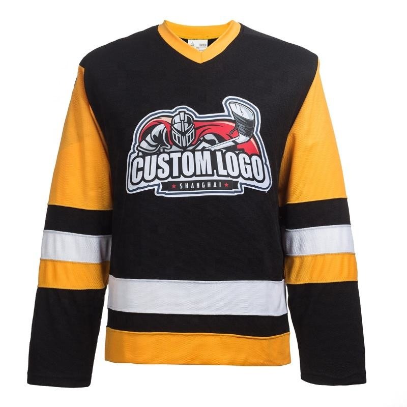 Wholesale Custom Embroidery Applique Ice Hockey Jersey 100% Polyester Hockey Jersey