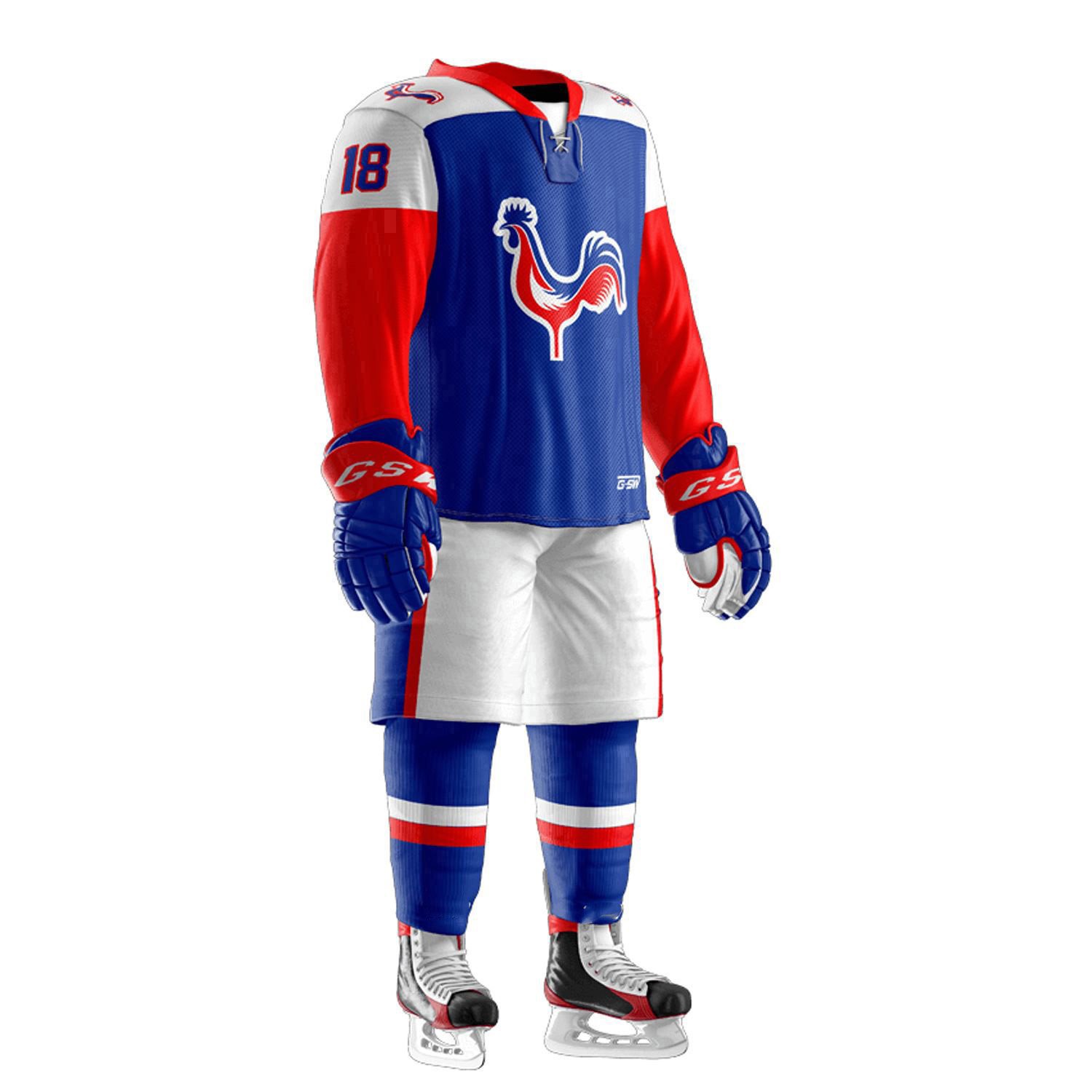 Ice Hockey White Uniform Set Design Jersey Pants Ice Hockey & Field Hockey Men's Uniform Set