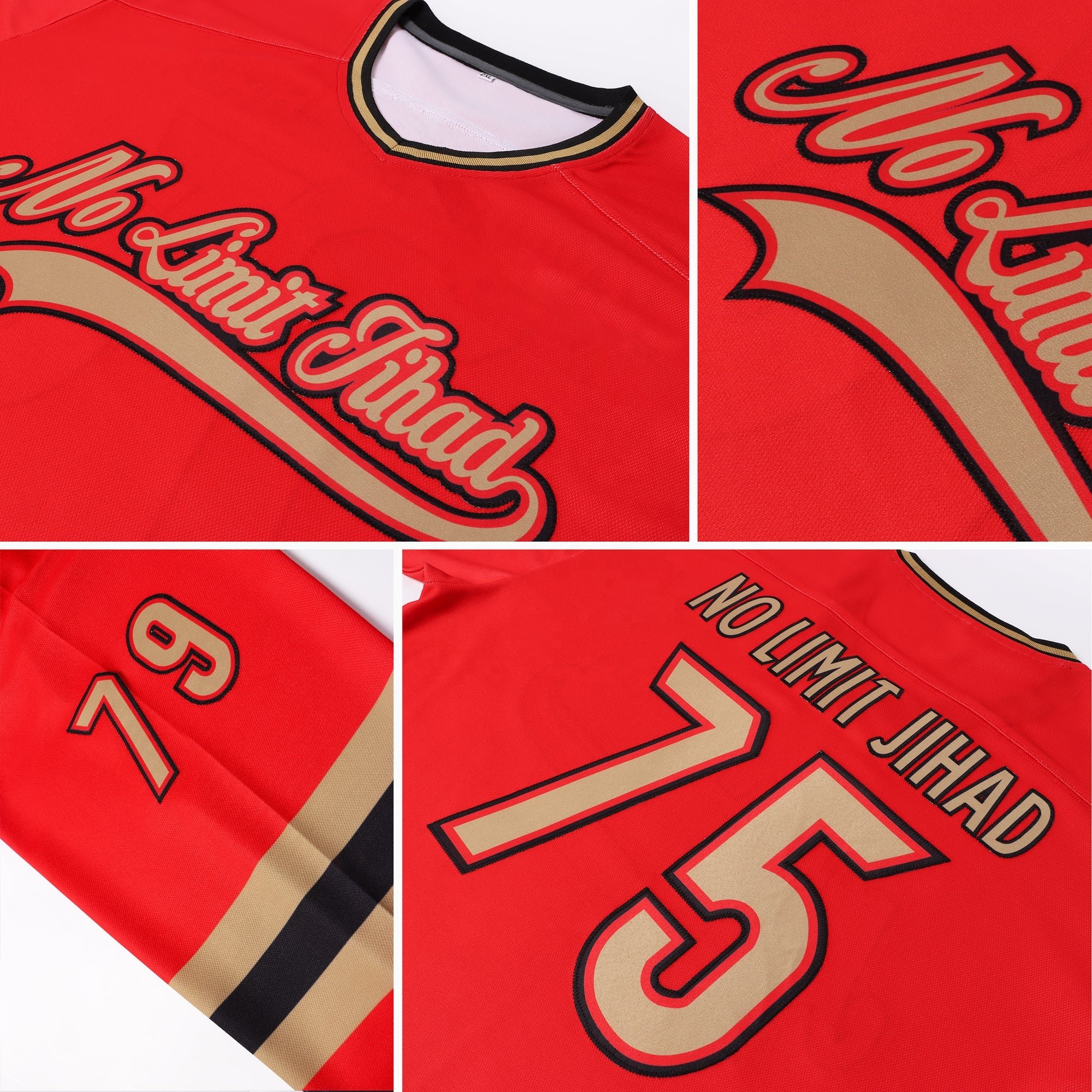 Custom red old gold-black wrinkle-resistance ice HOCKEY JERSEY Team Training printed Ice Hockey Jerseys