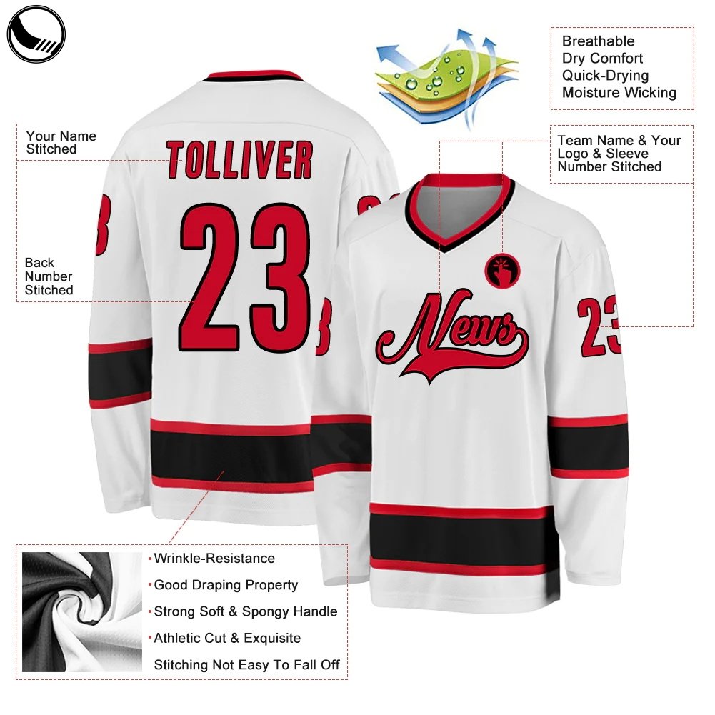 BETHERIVAL Breathable Long Sleeve Custom Name Number embroidered lace Hockey Jersey