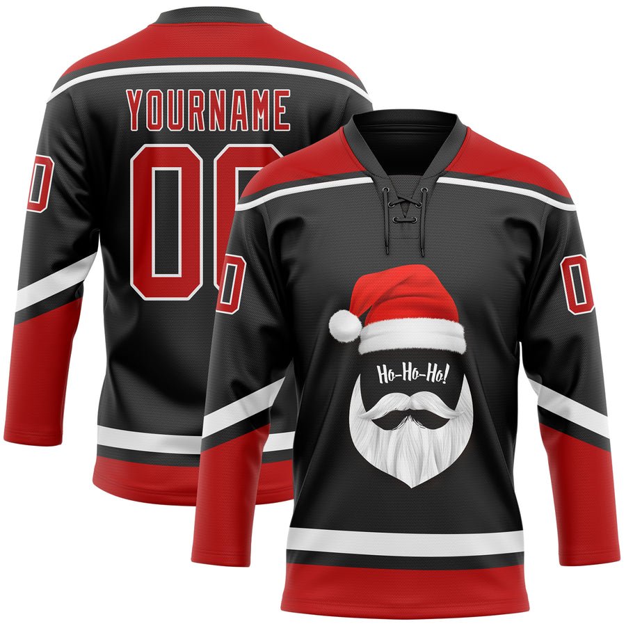 New design tackle twill embroidery logo hockey jersey sublimated ice hockey jersey santa unisex