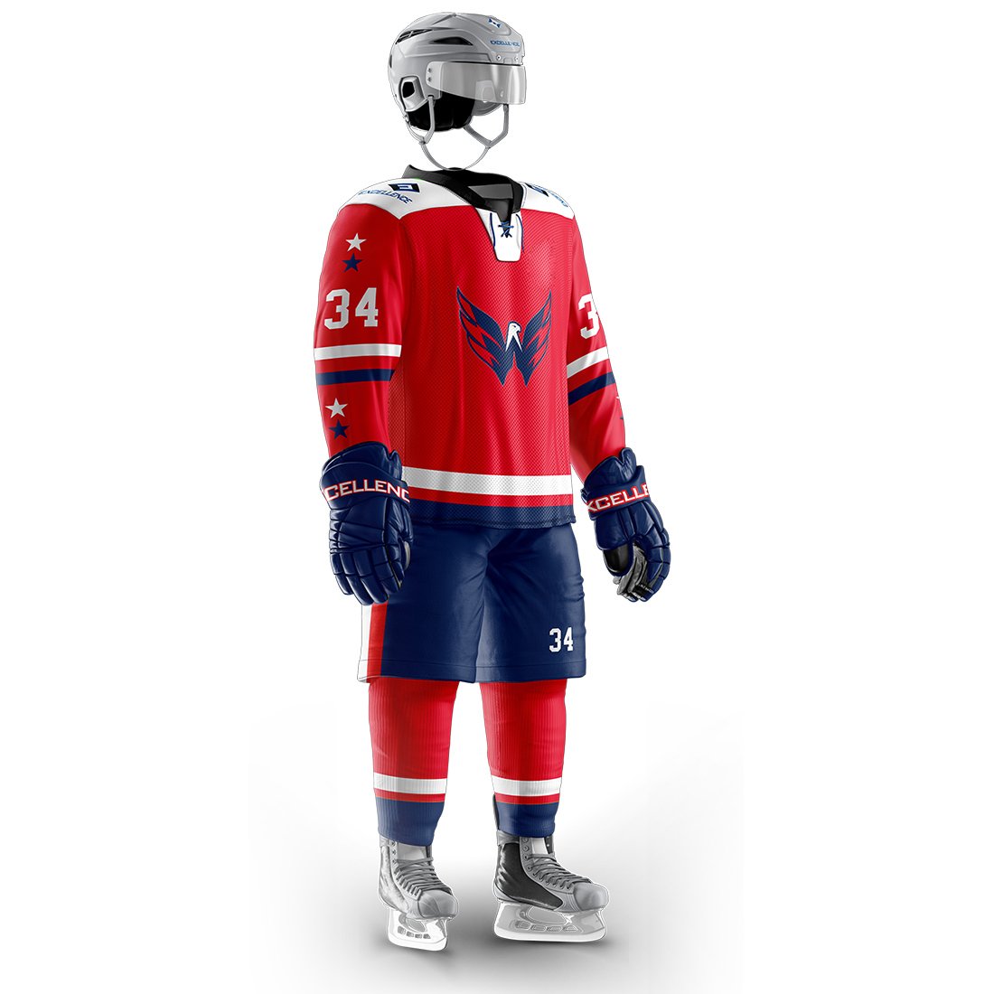 Wholesale low Price Top quality custom sublimation embroidered ice hockey jersey pant shell socks heavy weight gsm