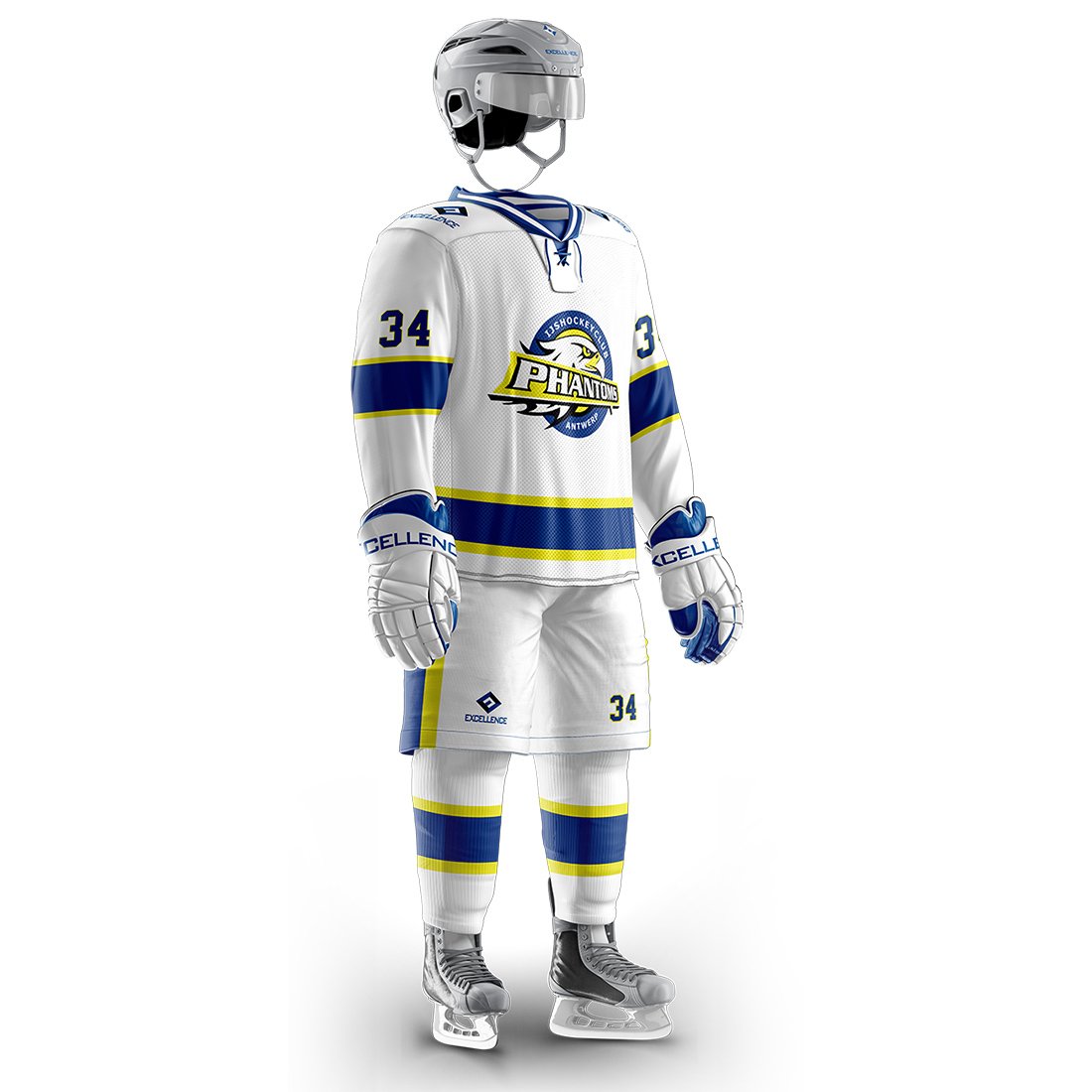 Wholesale low Price Top quality custom sublimation embroidered ice hockey jersey pant shell socks heavy weight gsm