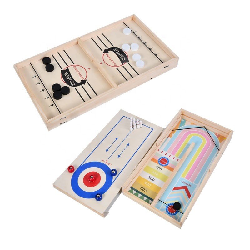 Table Desktop Battle Ice Hockey Game Wooden Classic Board Sling Shot Game