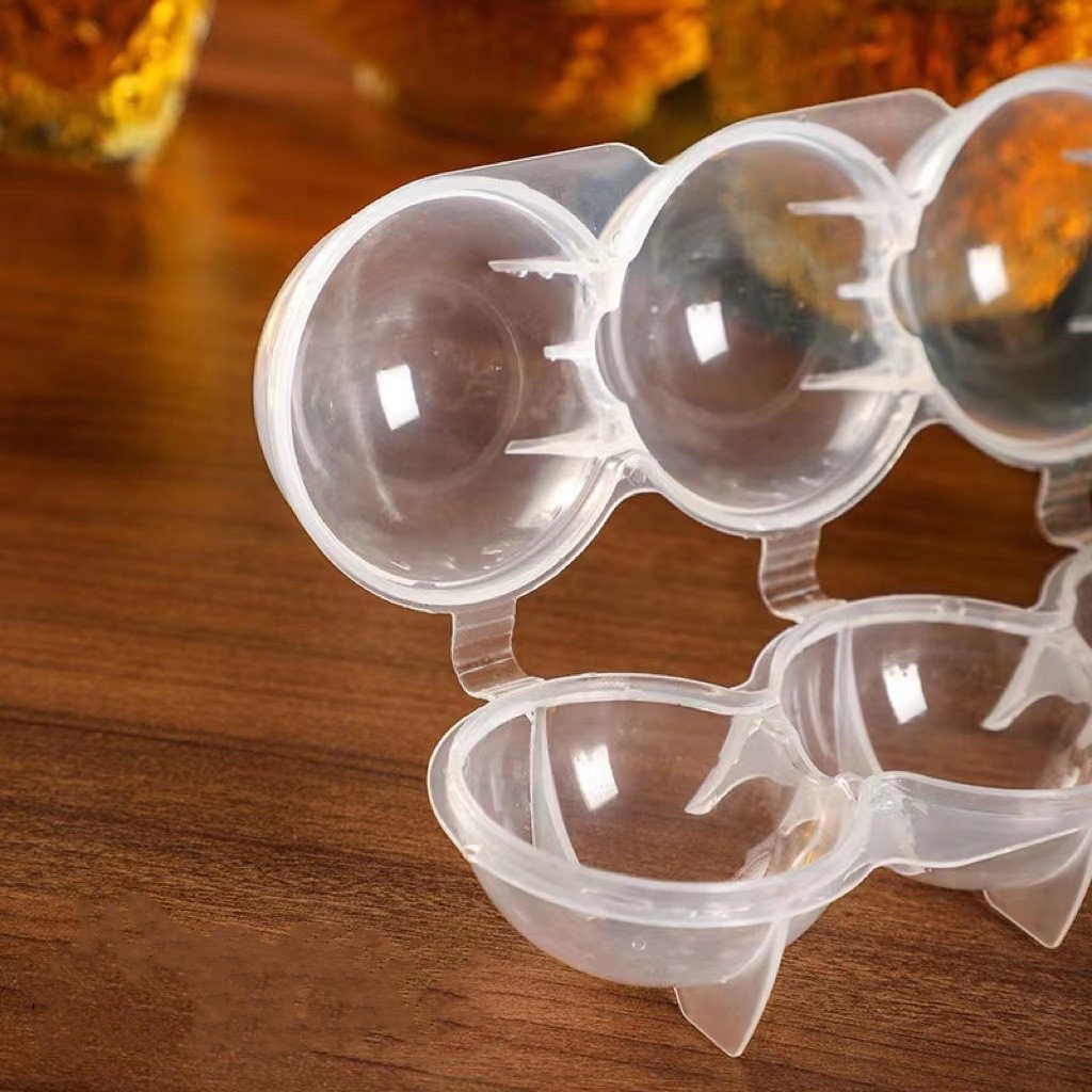 Transparent DIY Silicone Ice Maker Whiskey Ice Hockey Four-hole Mold Round Plastic Ice Ball Mould
