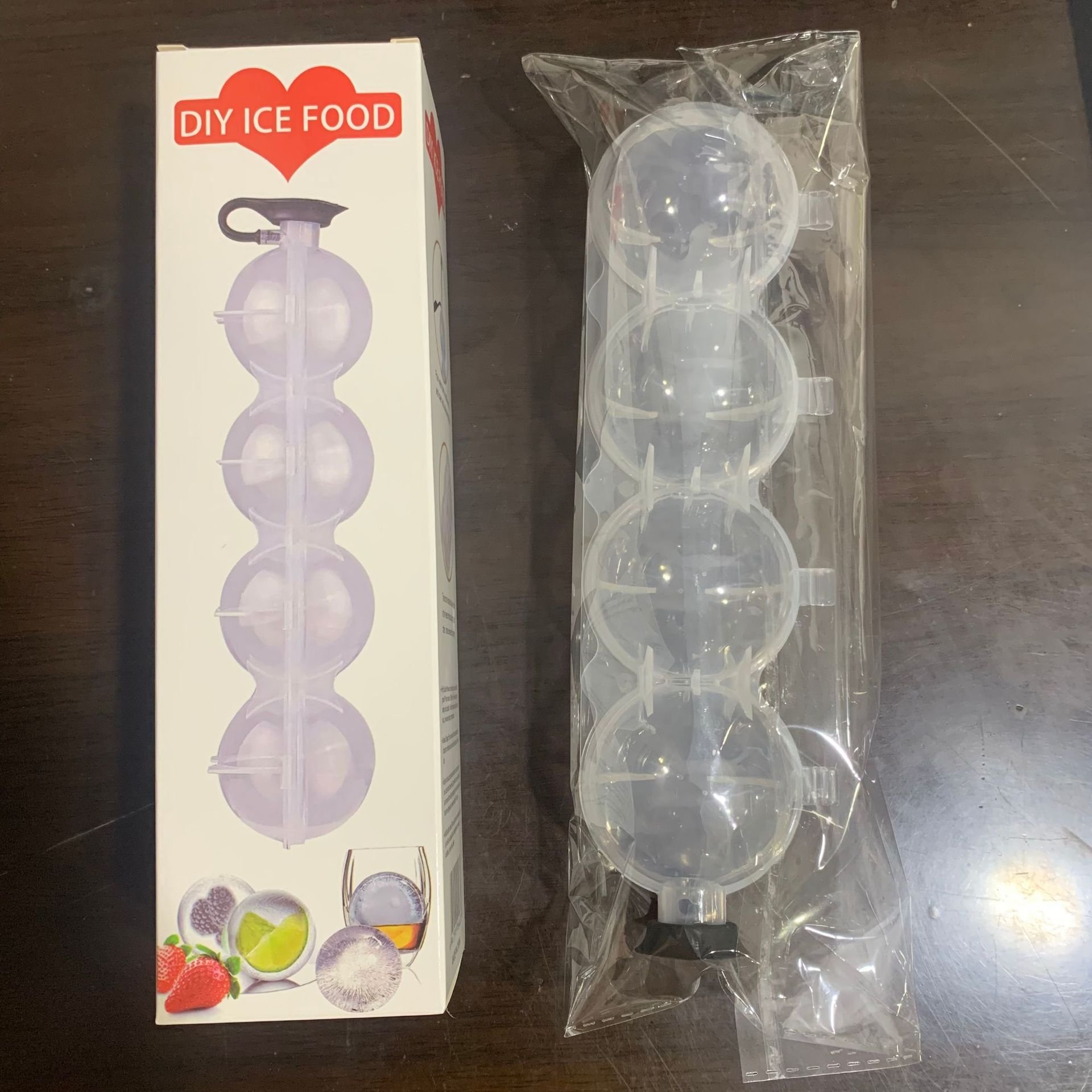 Transparent DIY Silicone Ice Maker Whiskey Ice Hockey Four-hole Mold Round Plastic Ice Ball Mould