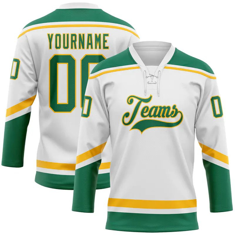 Top Quality Customized Hockey Jersey with Lace Polyester Sublimated Team Hockey Uniform For Adults/ Youth Embroidery Logo