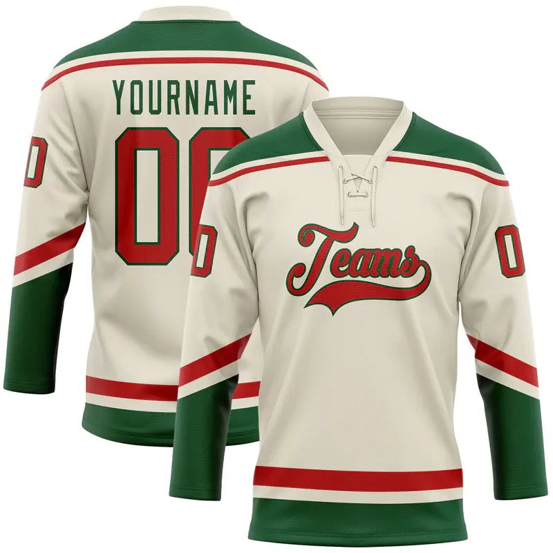 Top Quality Customized Hockey Jersey with Lace Polyester Sublimated Team Hockey Uniform For Adults/ Youth Embroidery Logo