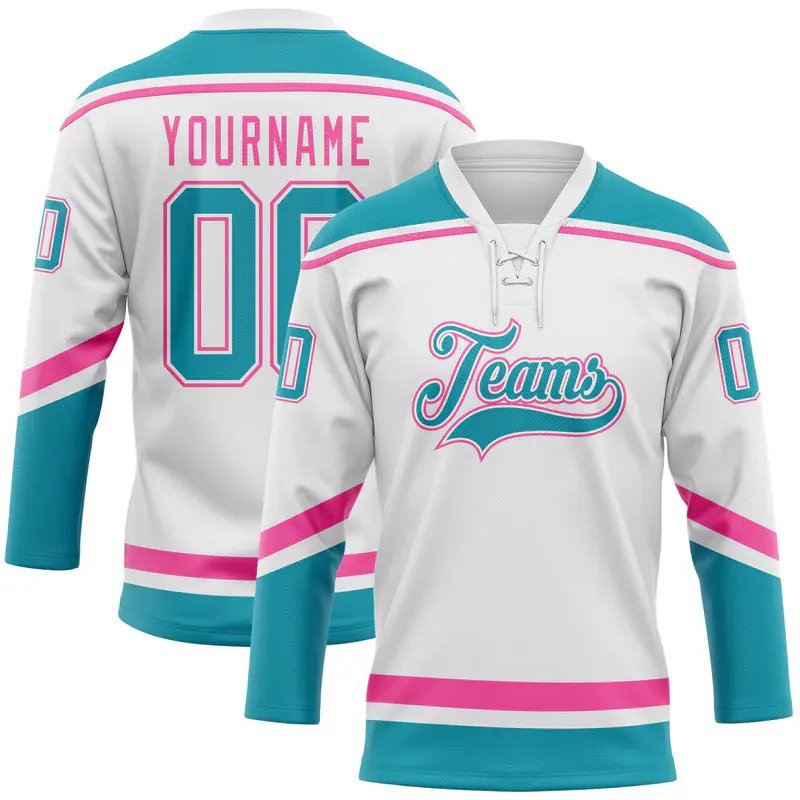 Top Quality Customized Hockey Jersey with Lace Polyester Sublimated Team Hockey Uniform For Adults/ Youth Embroidery Logo